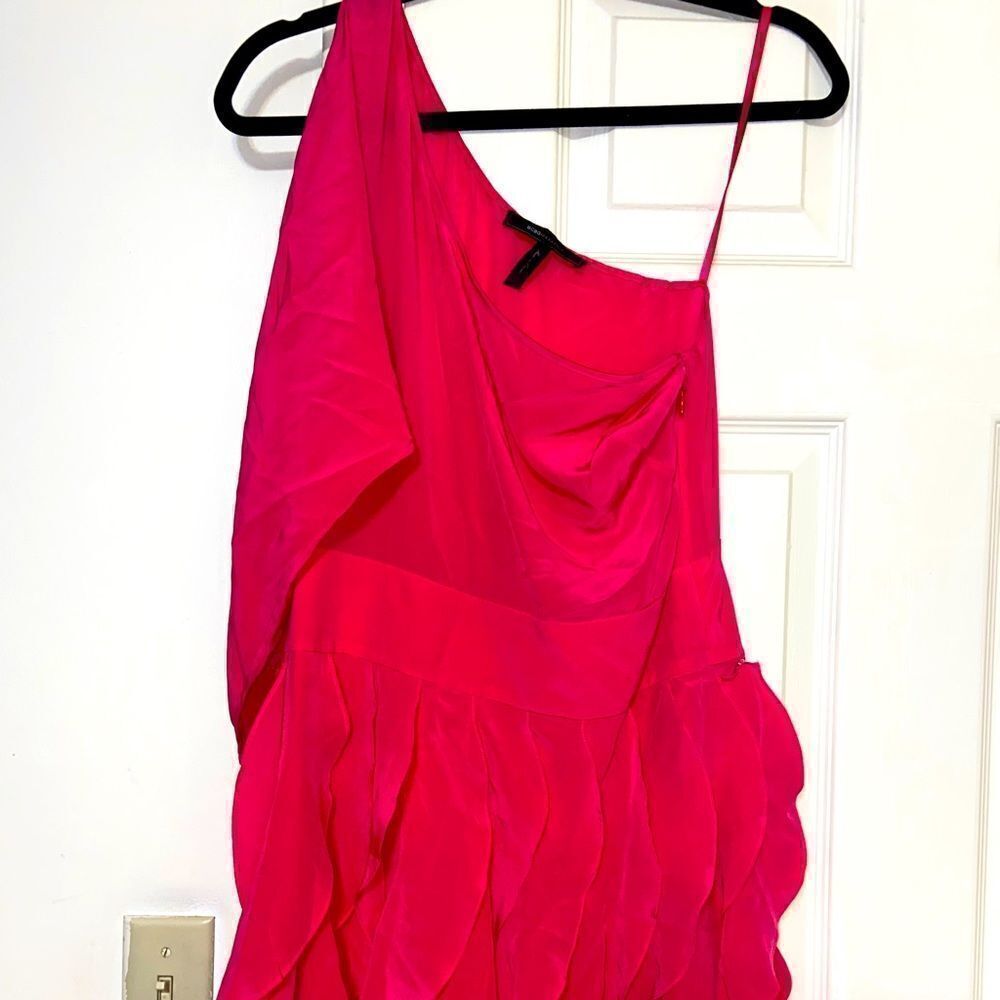 BCBG maxazaria one shoulder ruffled dress size 4